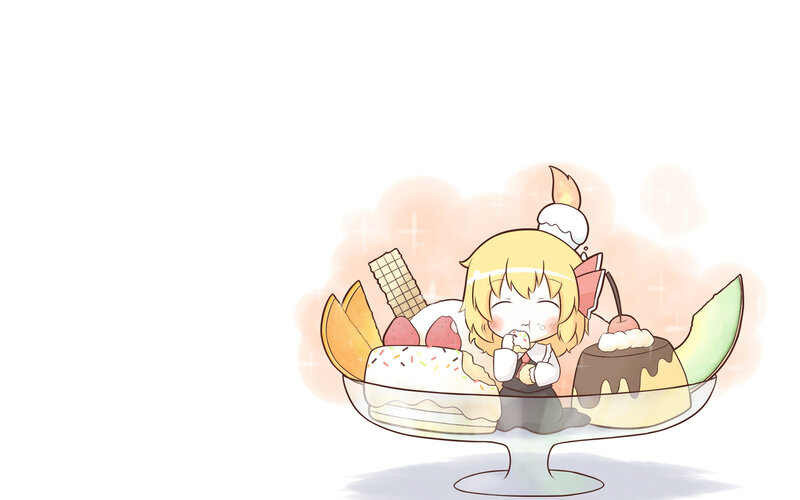 Chibi Girl Eating Dessert — Yellow