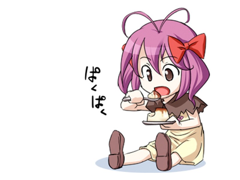 chibi girl eating dessert