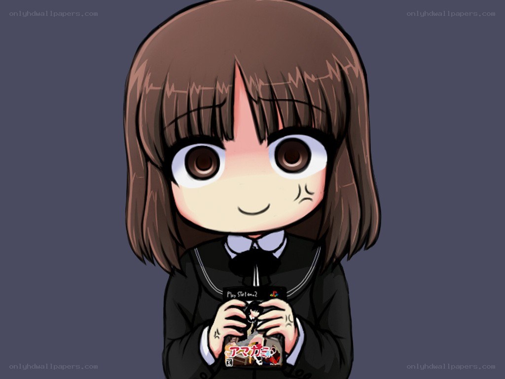 chibi girl holding game case