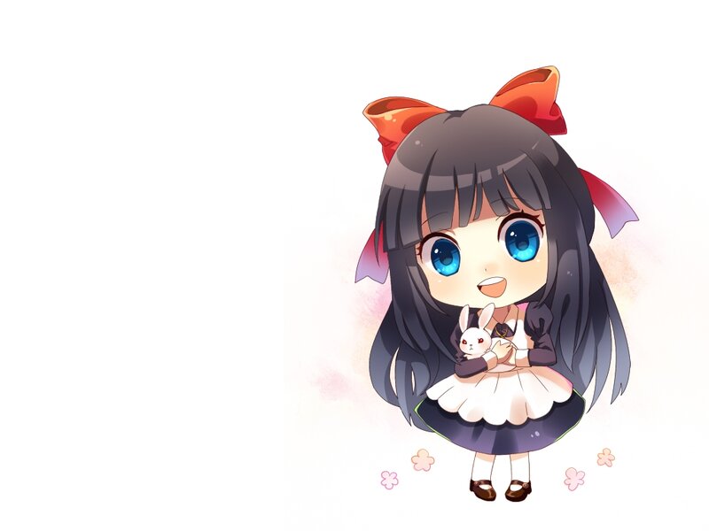 Chibi Girl Holding Rabbit