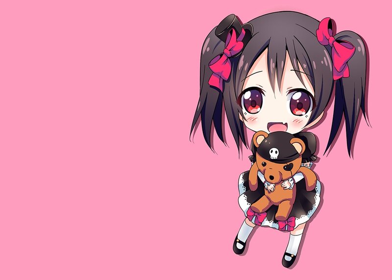 Chibi Girl Holding Teddy Bear