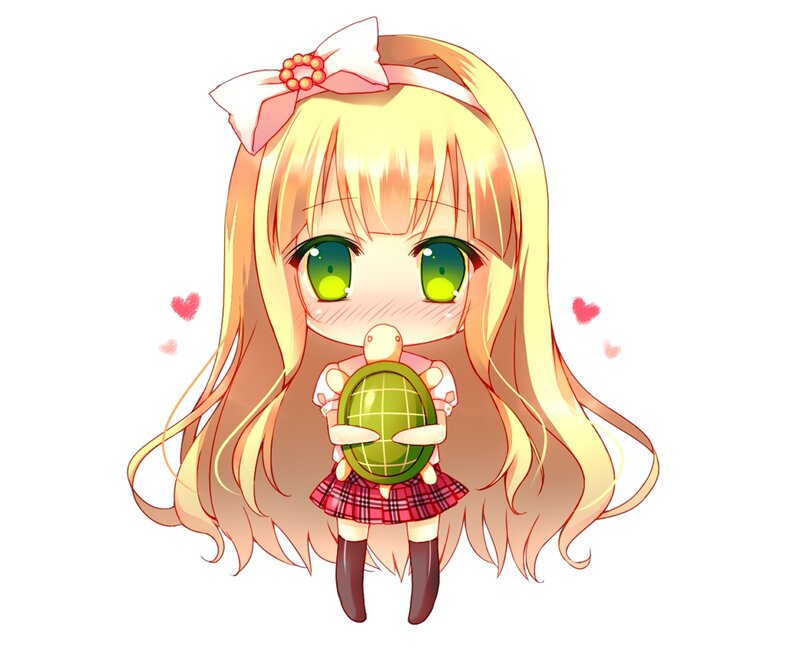 Chibi Girl Holding Turtle