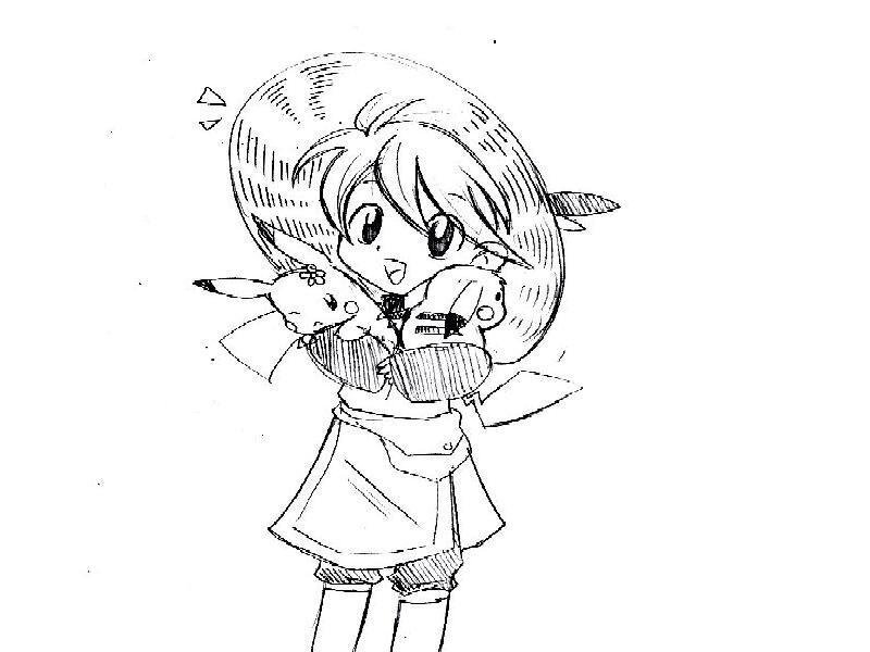 Chibi Girl Holding Two Creatures
