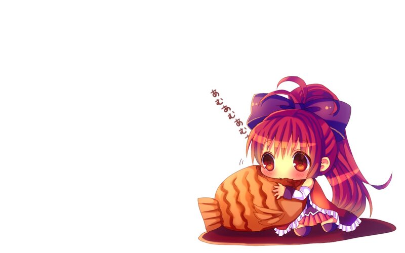Chibi Girl Hugging Fish — Purple