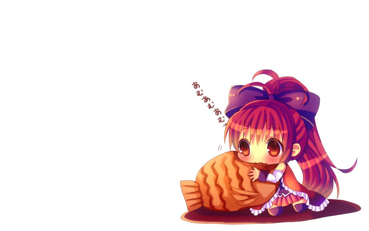 chibi girl hugging fish