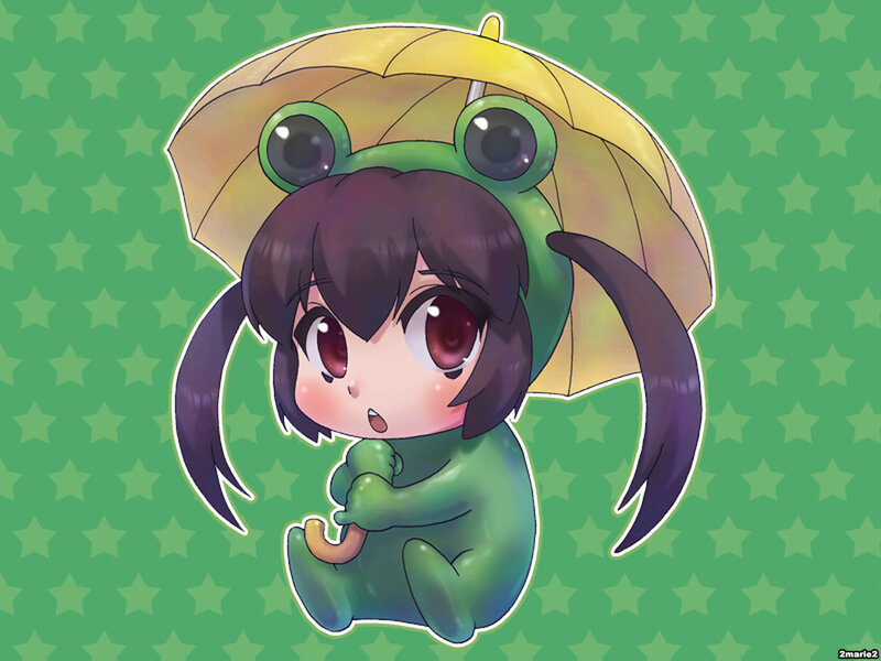 Chibi Girl in Frog Costume — Green