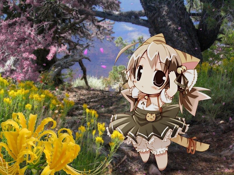 Chibi Girl in Garden