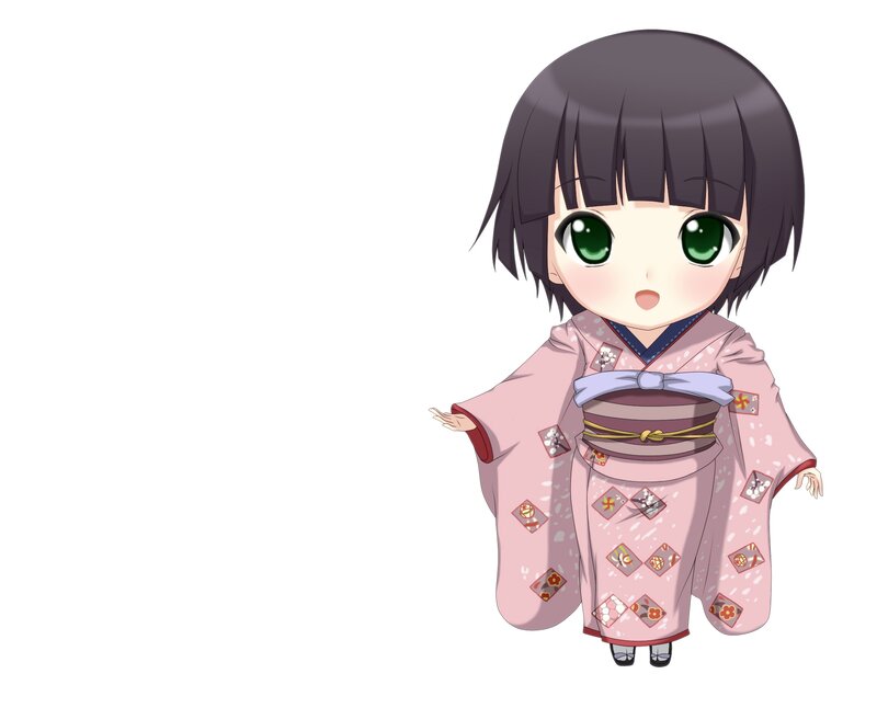 Chibi Girl in Kimono — Pink