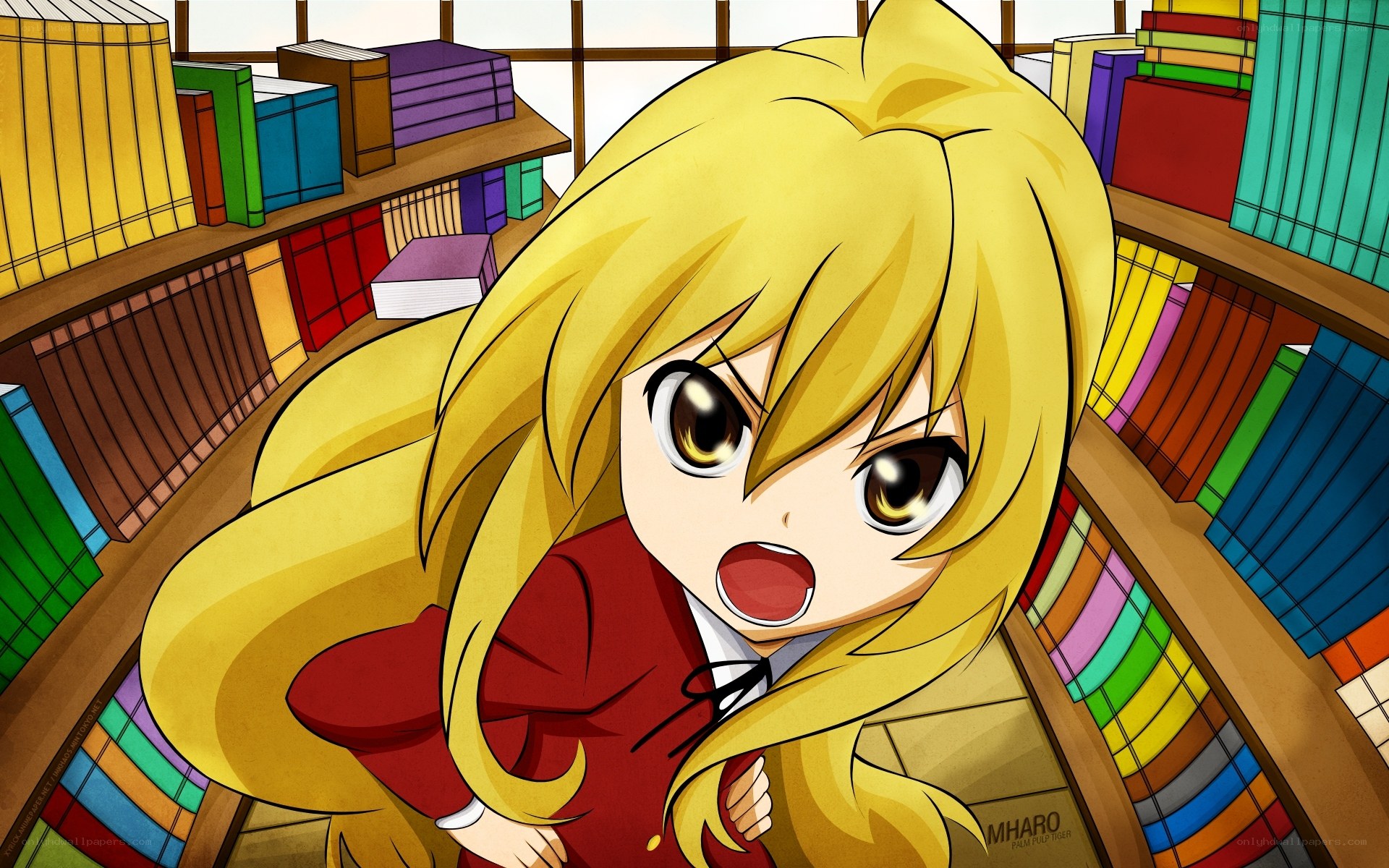 chibi girl in library