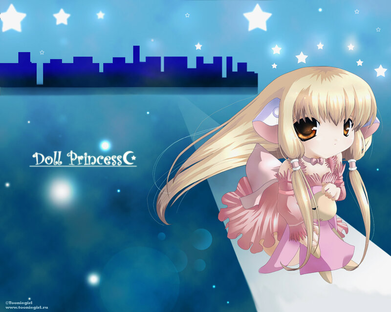 Chibi Girl in Pink Dress — Blue