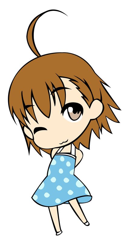 chibi girl in polka dot dress