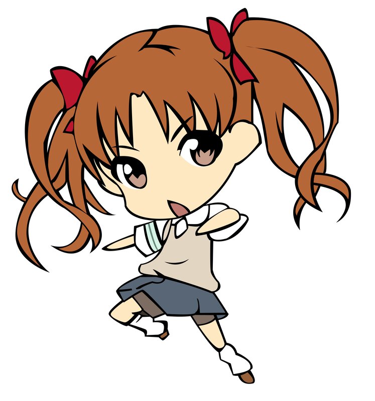 Chibi Girl in School Uniform — Brown, Playful