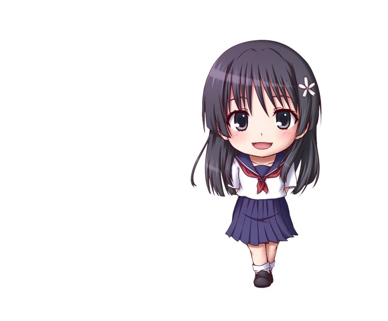 Chibi Girl in School Uniform — White