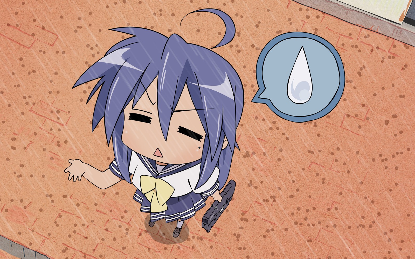 chibi girl in the rain