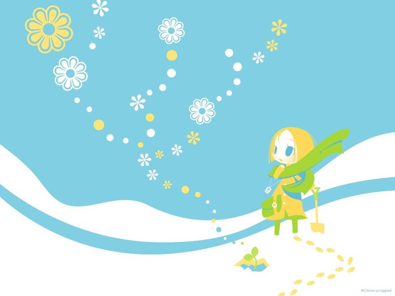 chibi girl in winter landscape