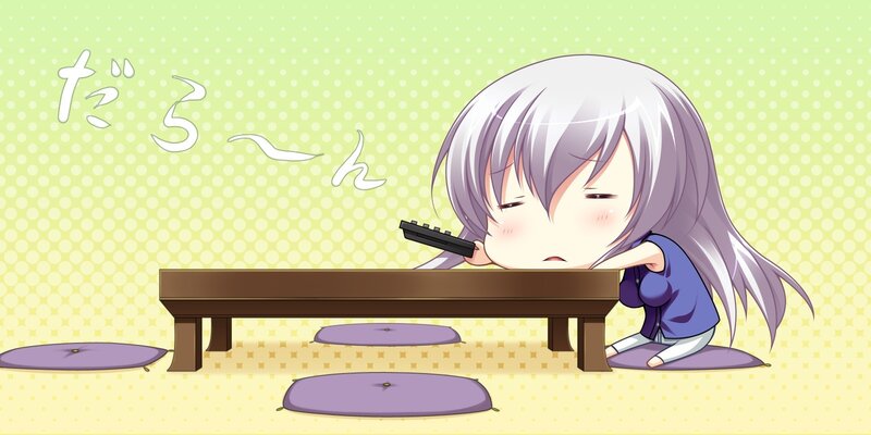 chibi girl napping on table