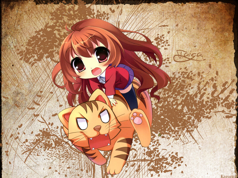 Chibi Girl on Cat — Brown