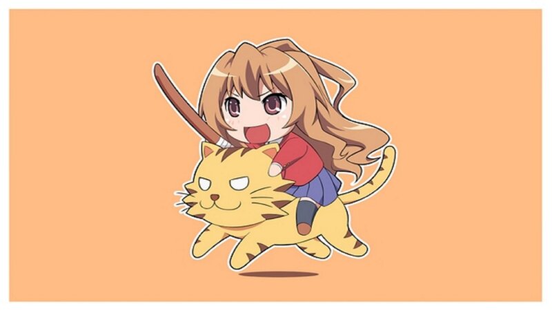 Chibi Girl on Cat — Orange