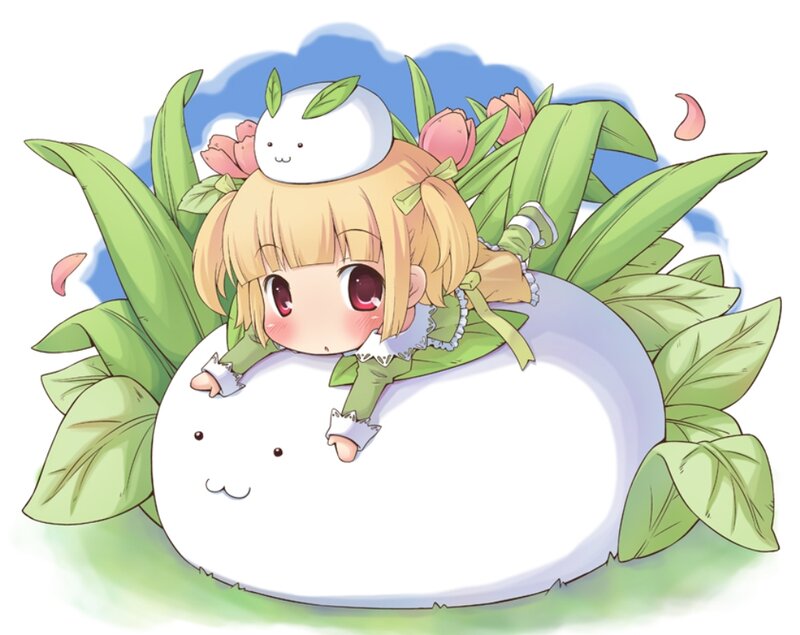 Chibi Girl on White Creature