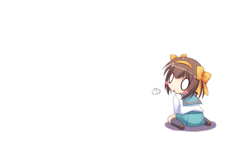 Chibi Girl Sitting — White