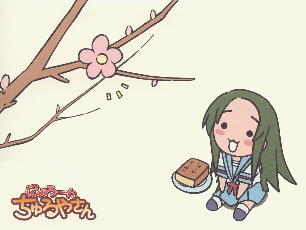 Chibi girl under cherry blossom