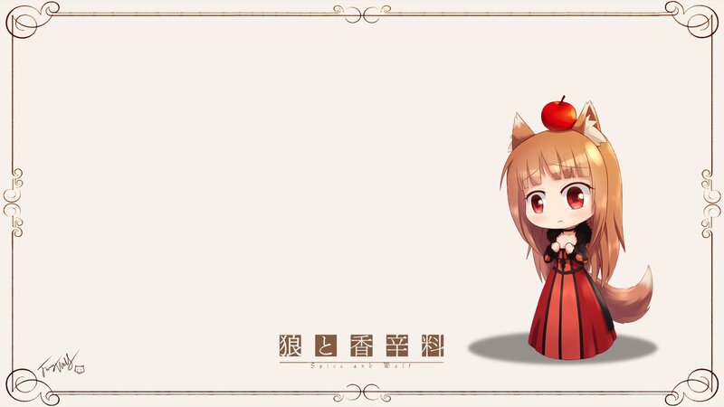 Chibi girl with apple on head