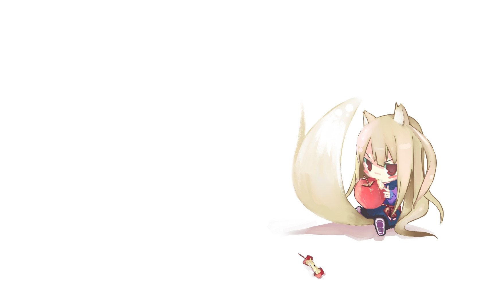 chibi girl with apple