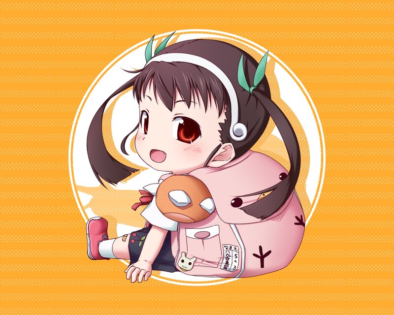 Chibi Girl with Backpack — Orange