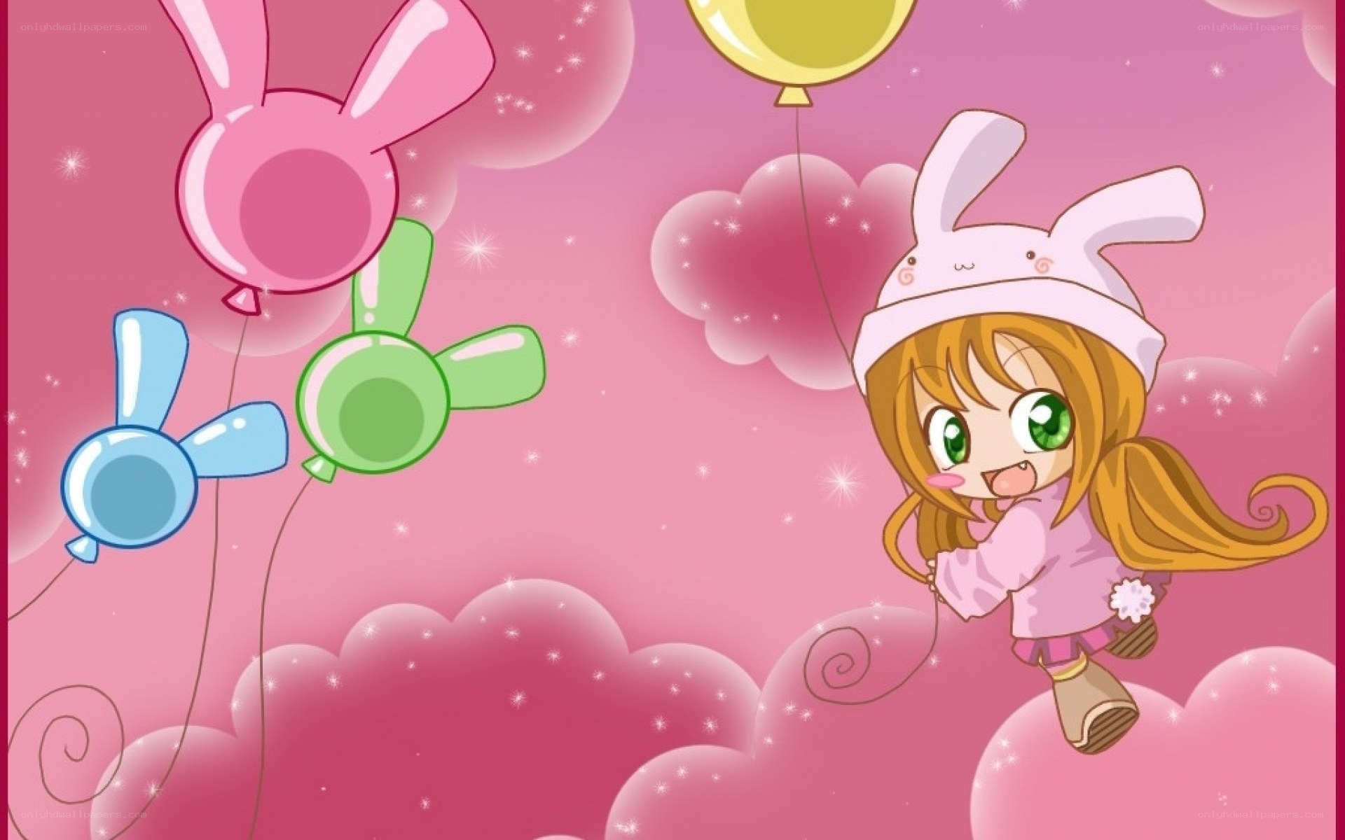 chibi girl with balloons