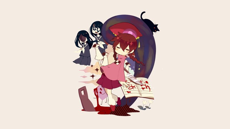 Chibi girl with book and blood