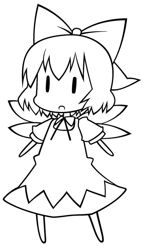 chibi girl with bow coloring page