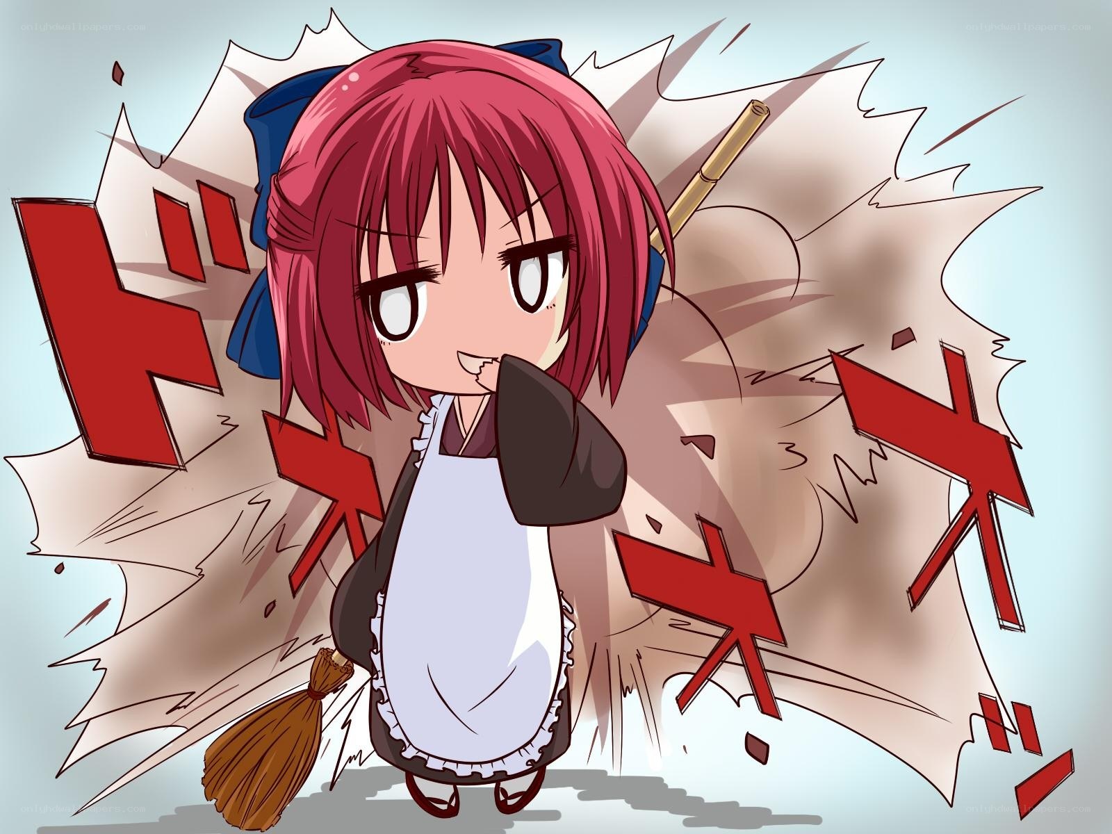 Chibi girl with broom