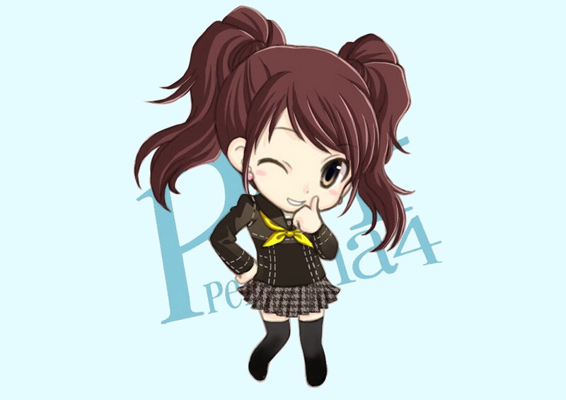 Chibi Girl with Brown Hair — Light Blue