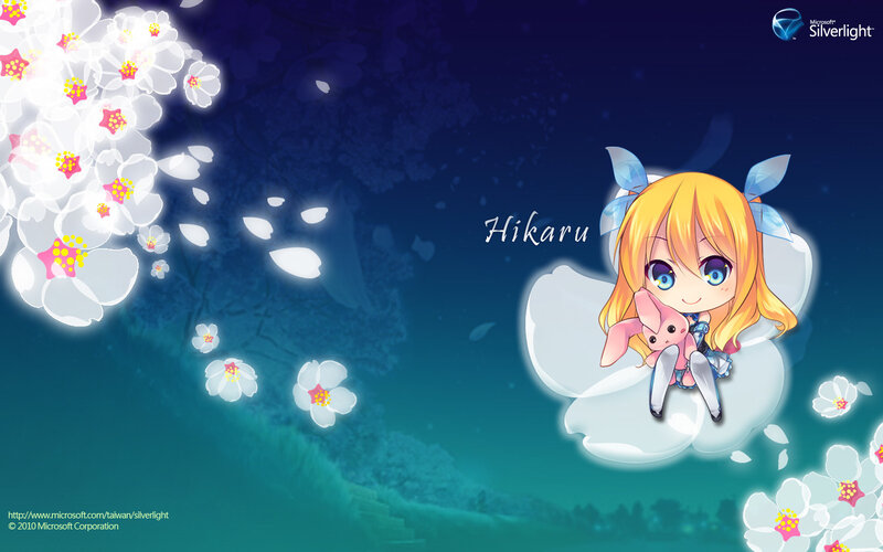 Chibi Girl with Bunny — Blue
