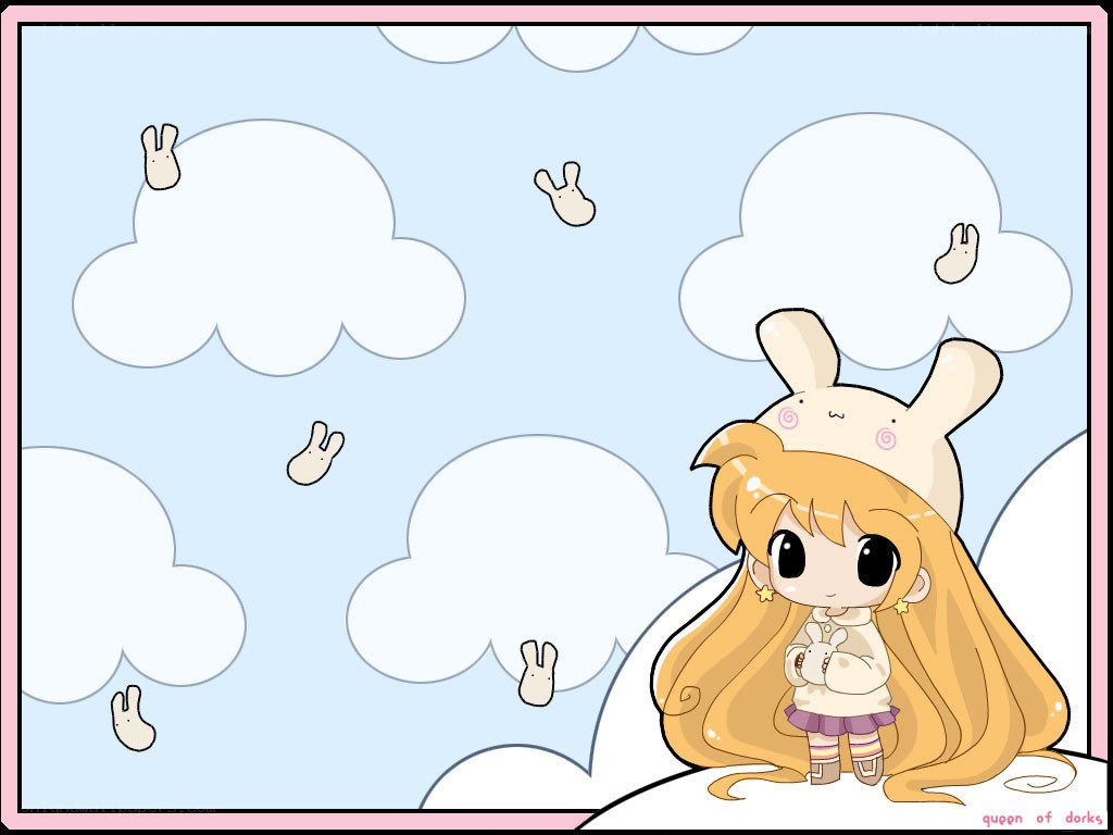 chibi girl with bunny hat