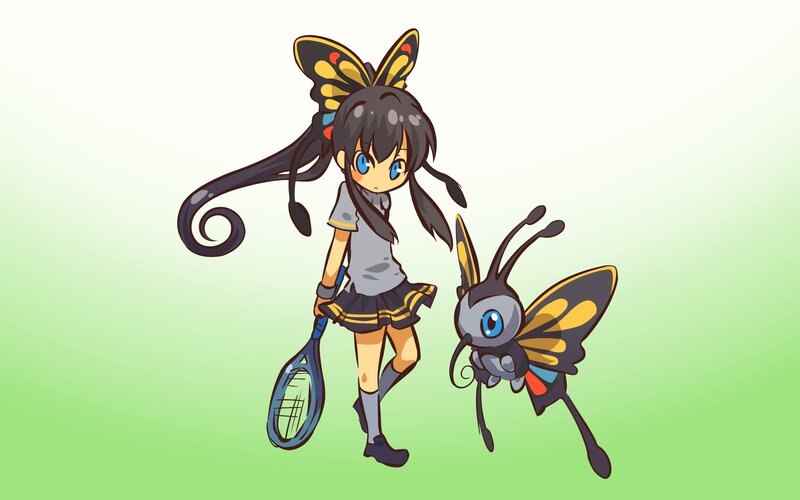 chibi girl with butterfly Pokémon
