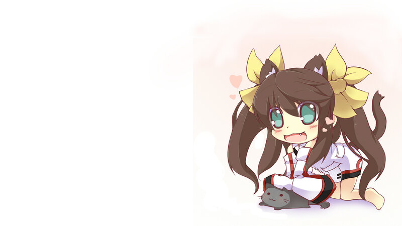 chibi girl with cat