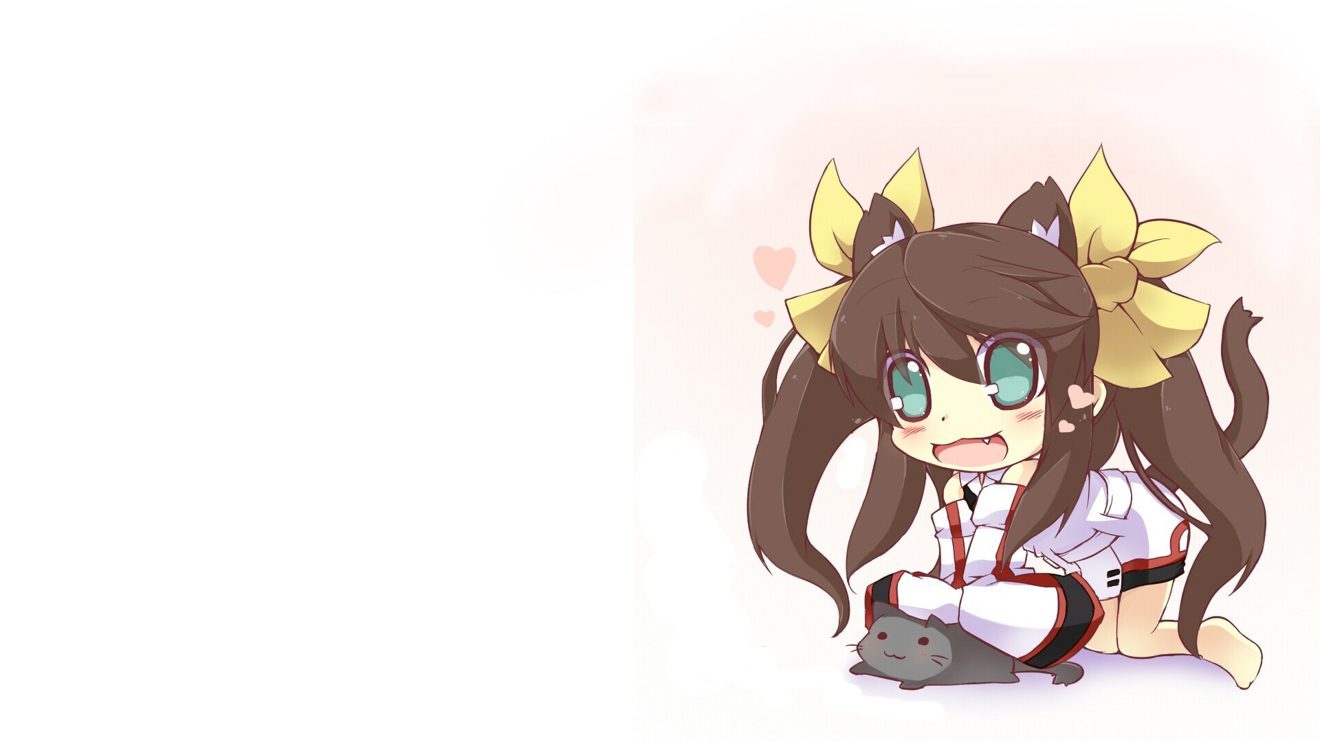 chibi girl with cat