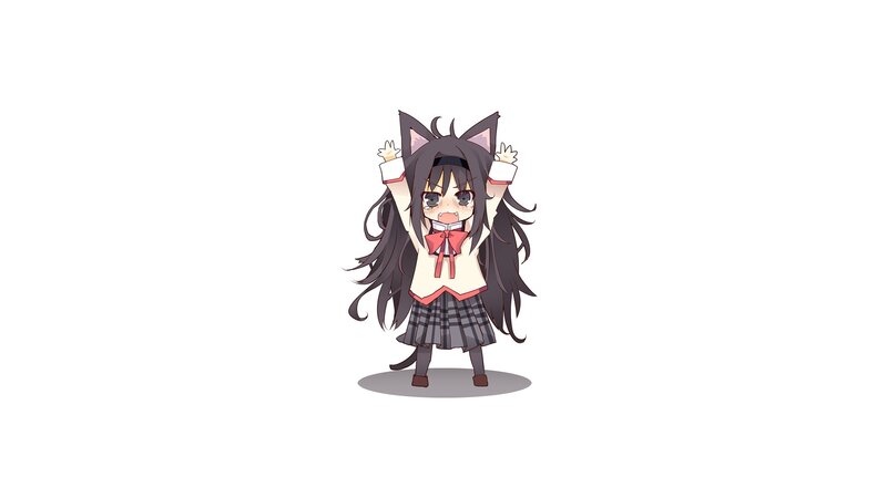 Chibi Girl with Cat Ears — Black, Playful, Anime