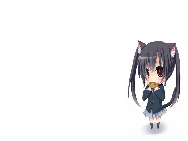 Chibi Girl with Cat Ears — Black