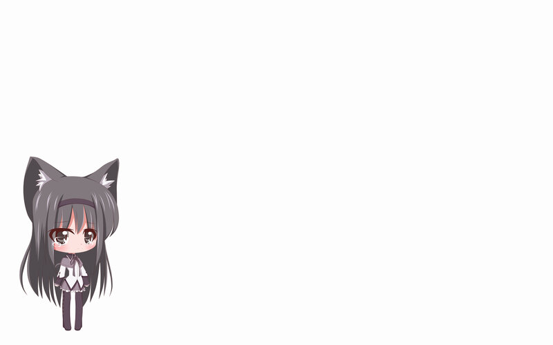Chibi Girl with Cat Ears — Gray
