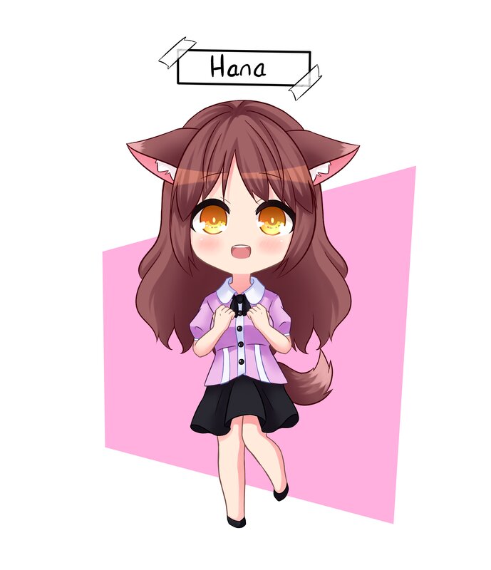 Chibi Girl with Cat Ears — Pink
