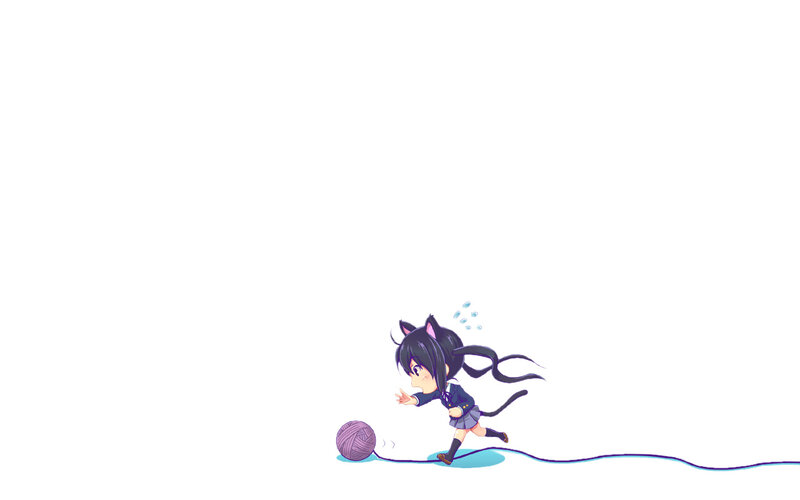 Chibi Girl with Cat Ears — Purple, Playful