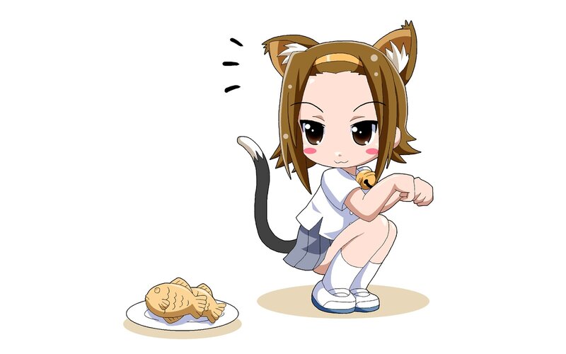 Chibi Girl with Cat Ears — White