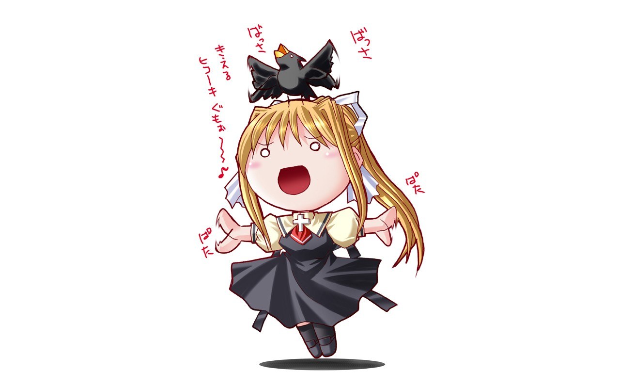 chibi girl with crow