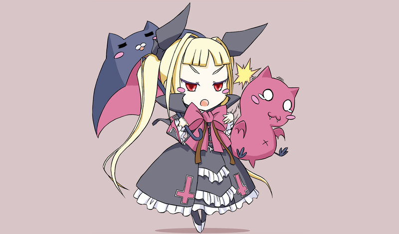 chibi girl with demon pets
