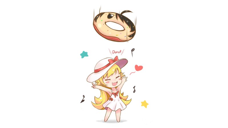 Chibi Girl with Donut — White