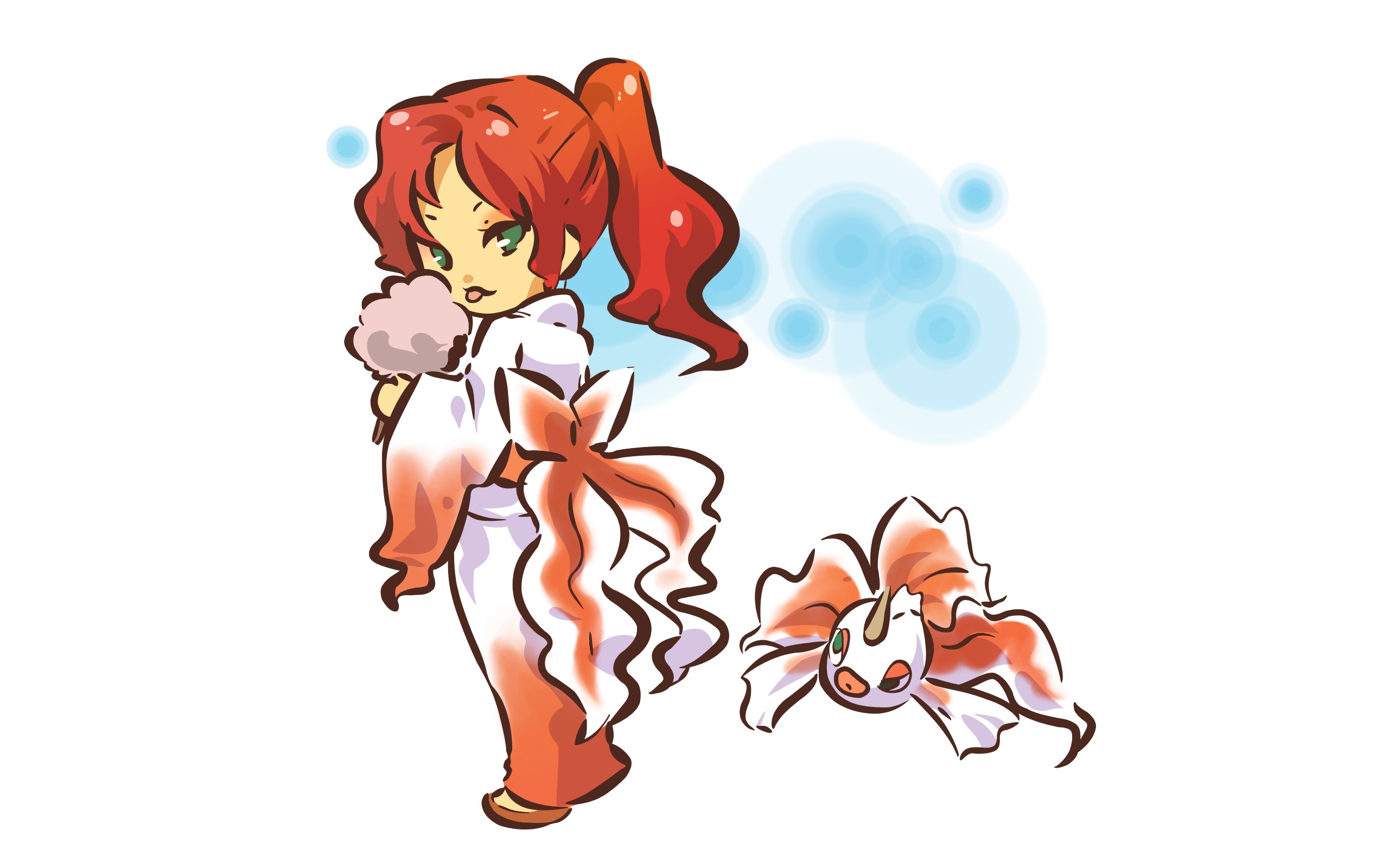 chibi girl with fish companion