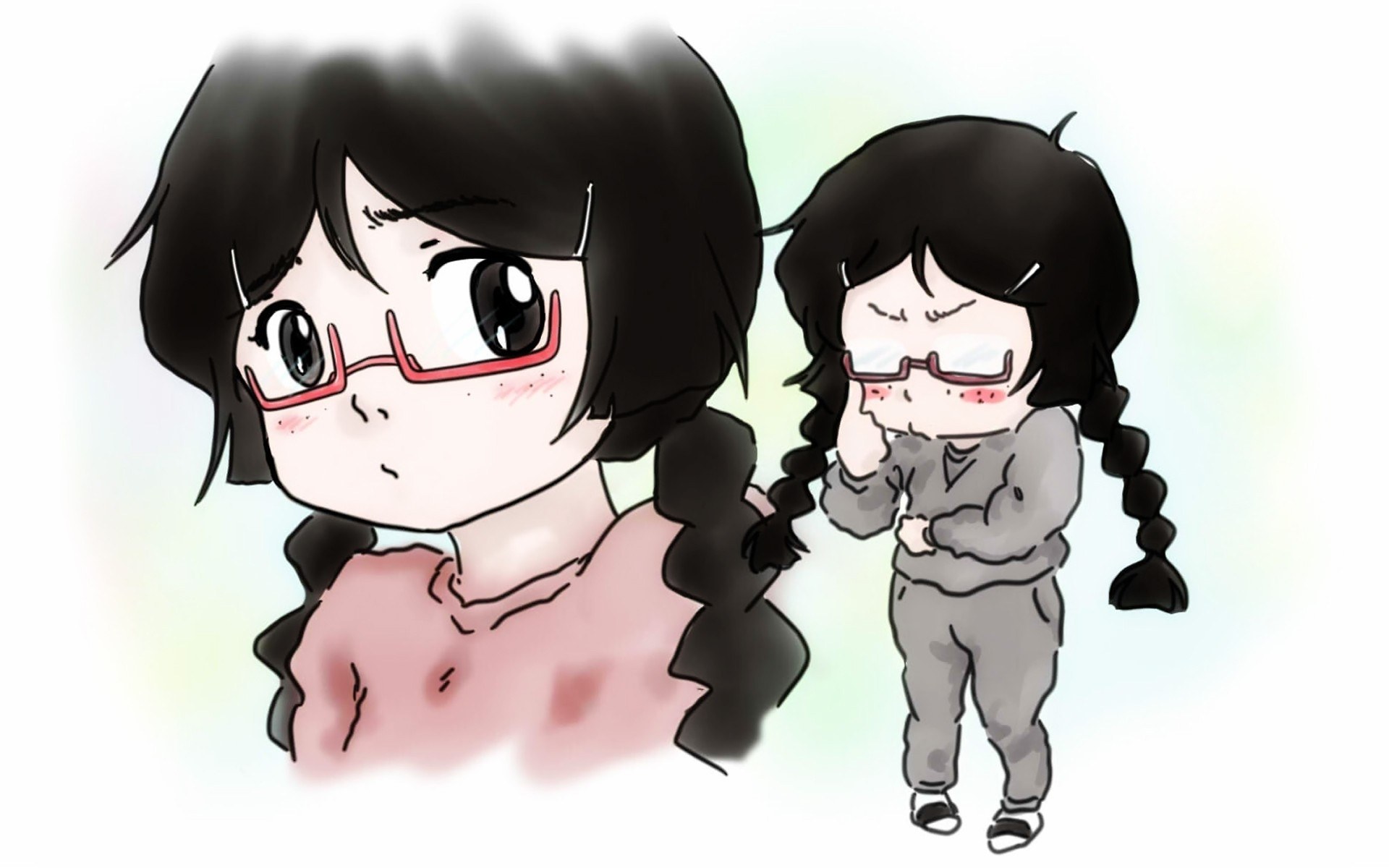 Chibi girl with glasses