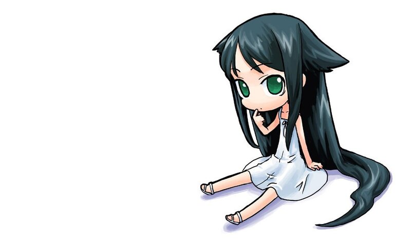 chibi girl with green eyes